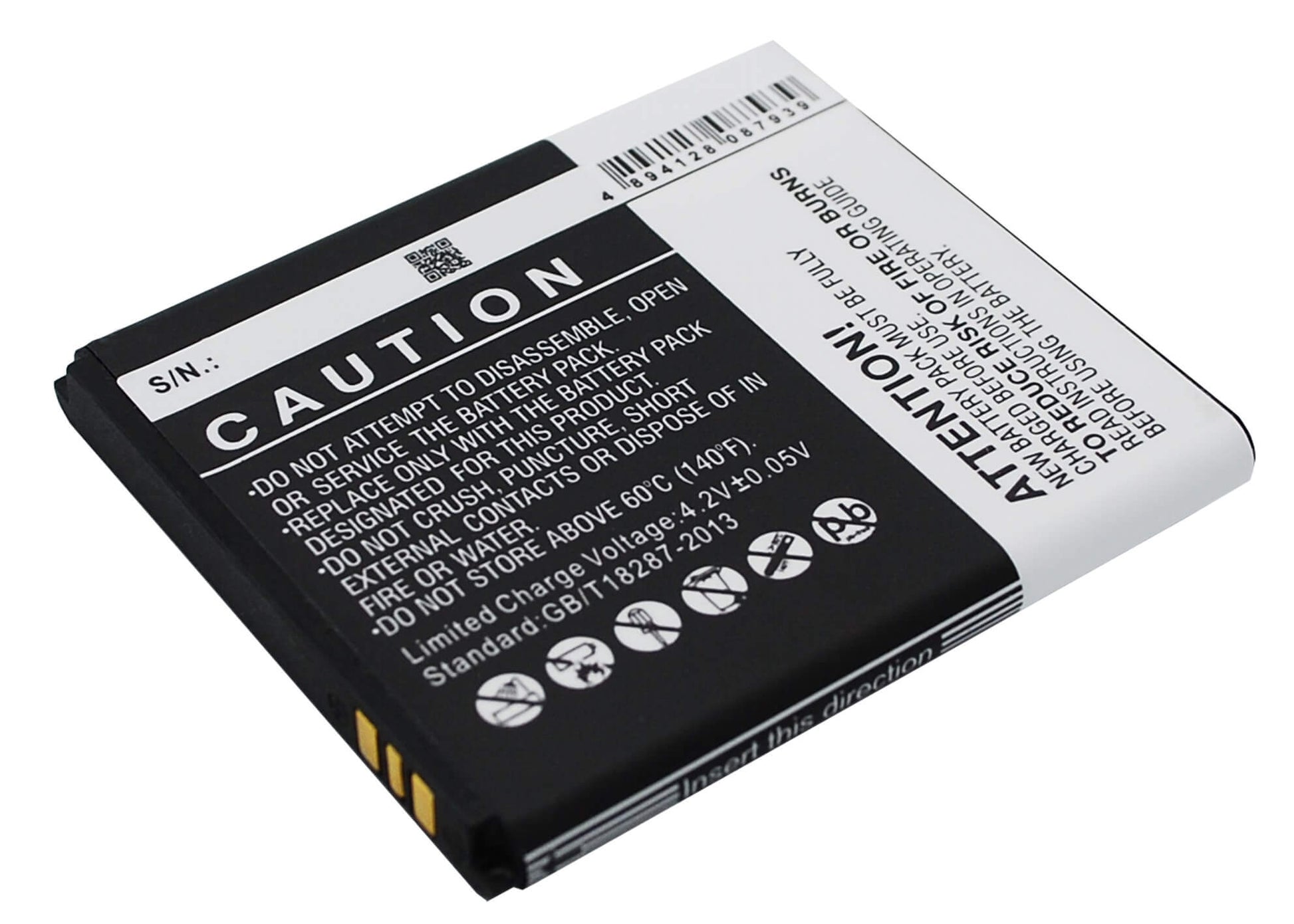 3.7V, 1800mAh, Li-ion Battery fits K-touch, E6, E806, 6.66Wh