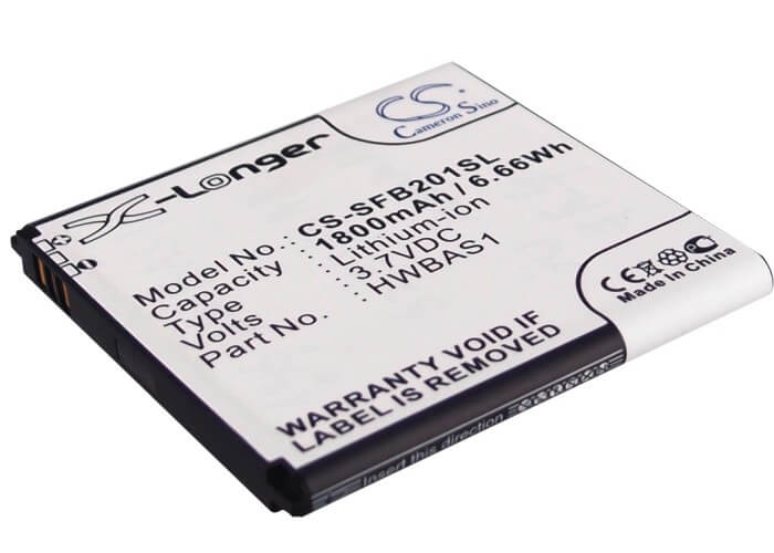 3.7V, 1800mAh, Li-ion Battery fits Softbank, 201hw, 6.66Wh