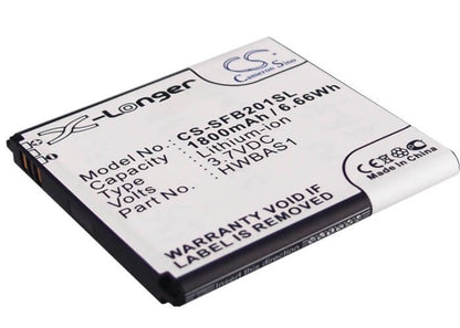 3.7V, 1800mAh, Li-ion Battery fits Softbank, 201hw, 6.66Wh
