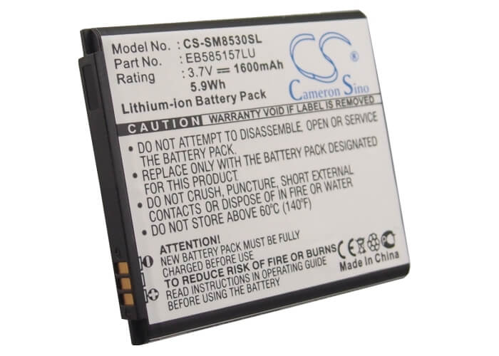 3.7V, 1600mAh, Li-ion Battery fits Samsung, Galaxy Beam, Galaxy Grand Quattro, 5.92Wh