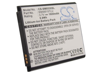 3.7V, 1600mAh, Li-ion Battery fits Samsung, Galaxy Beam, Galaxy Grand Quattro, 5.92Wh