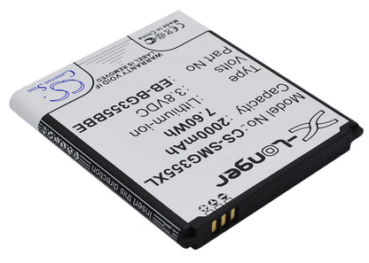 3.8V, 2000mAh, Li-ion Battery fits Samsung, Galaxy Core 2, Galaxy Core Lite, 7.6Wh