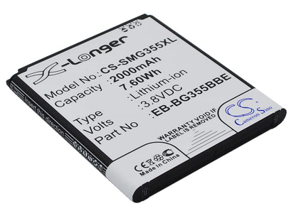 3.8V, 2000mAh, Li-ion Battery fits Samsung, Galaxy Core 2, Galaxy Core Lite, 7.6Wh
