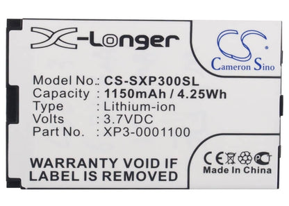 3.7V, 1150mAh, Li-ion Battery fits Socketmobile, Sonim Xp3, 4.255Wh