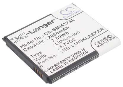 3.7V, 2050mAh, Li-ion Battery fits At&t, Galaxy Express, Gt-i8730, 7.585Wh