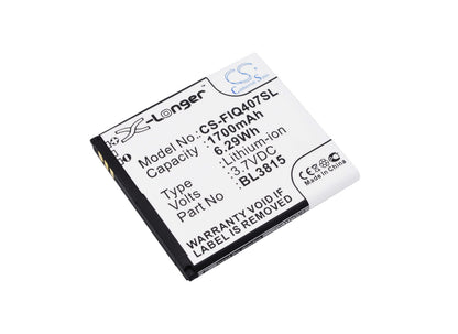3.7V, 1700mAh, Li-ion Battery fits Fly, Era Nano 7, Iq4407, 6.29Wh