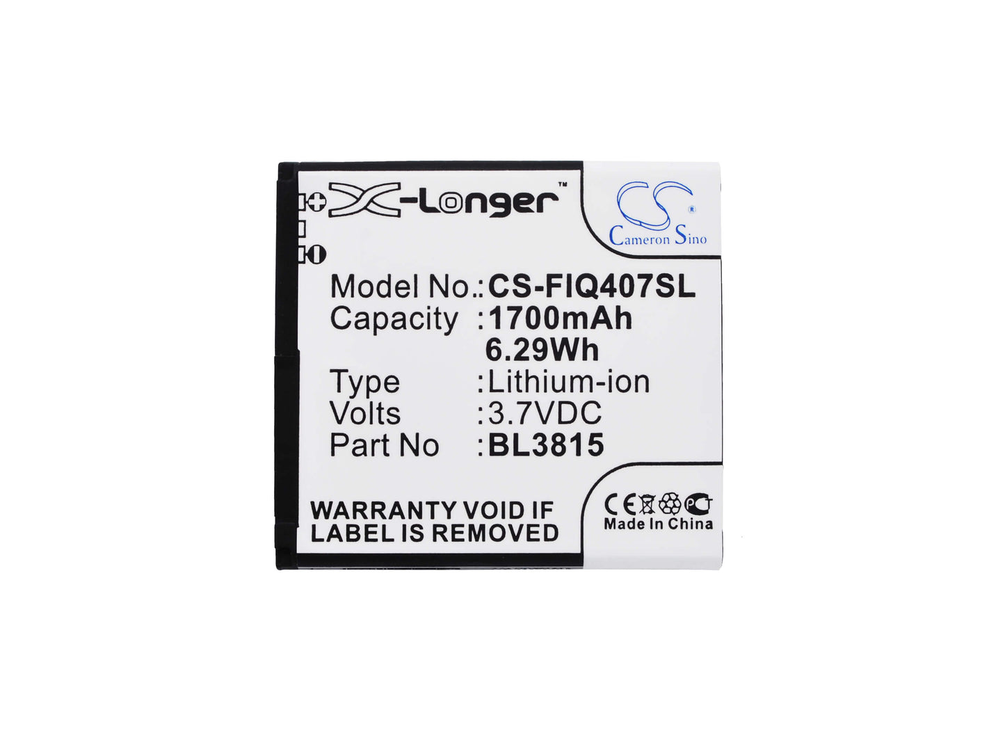 3.7V, 1700mAh, Li-ion Battery fits Fly, Era Nano 7, Iq4407, 6.29Wh