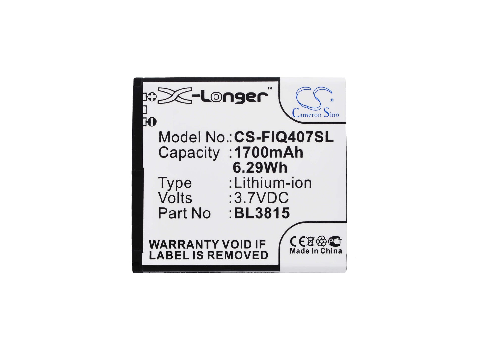 3.7V, 1700mAh, Li-ion Battery fits Fly, Era Nano 7, Iq4407, 6.29Wh