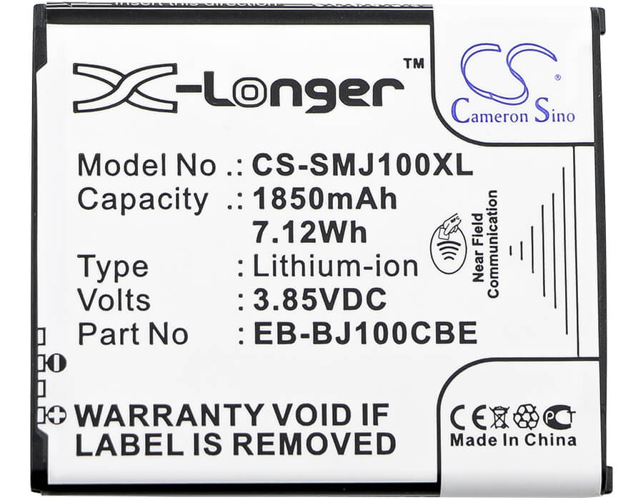 CS-SMJ100XL, Mobile, Smartphone 3.85V, 1850mAh, Li-ion Battery fits Samsung, Galaxy J1, Galaxy J1 4g, 7.1225Wh