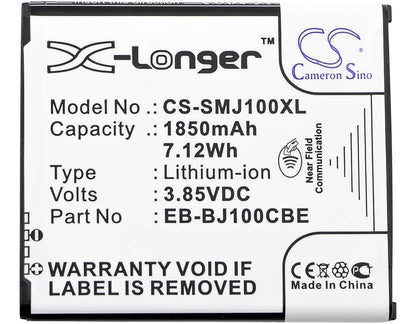 CS-SMJ100XL, Mobile, Smartphone 3.85V, 1850mAh, Li-ion Battery fits Samsung, Galaxy J1, Galaxy J1 4g, 7.1225Wh