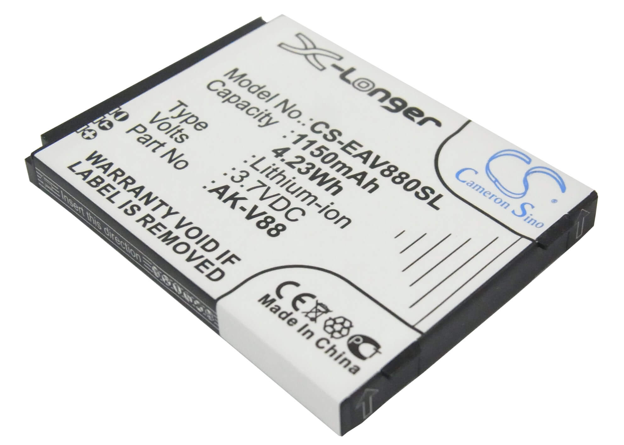 3.7V, 1150mAh, Li-ion Battery fits Emporia, Connect, V88, 4.255Wh