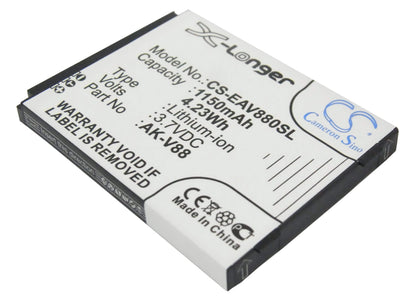 3.7V, 1150mAh, Li-ion Battery fits Emporia, Connect, V88, 4.255Wh