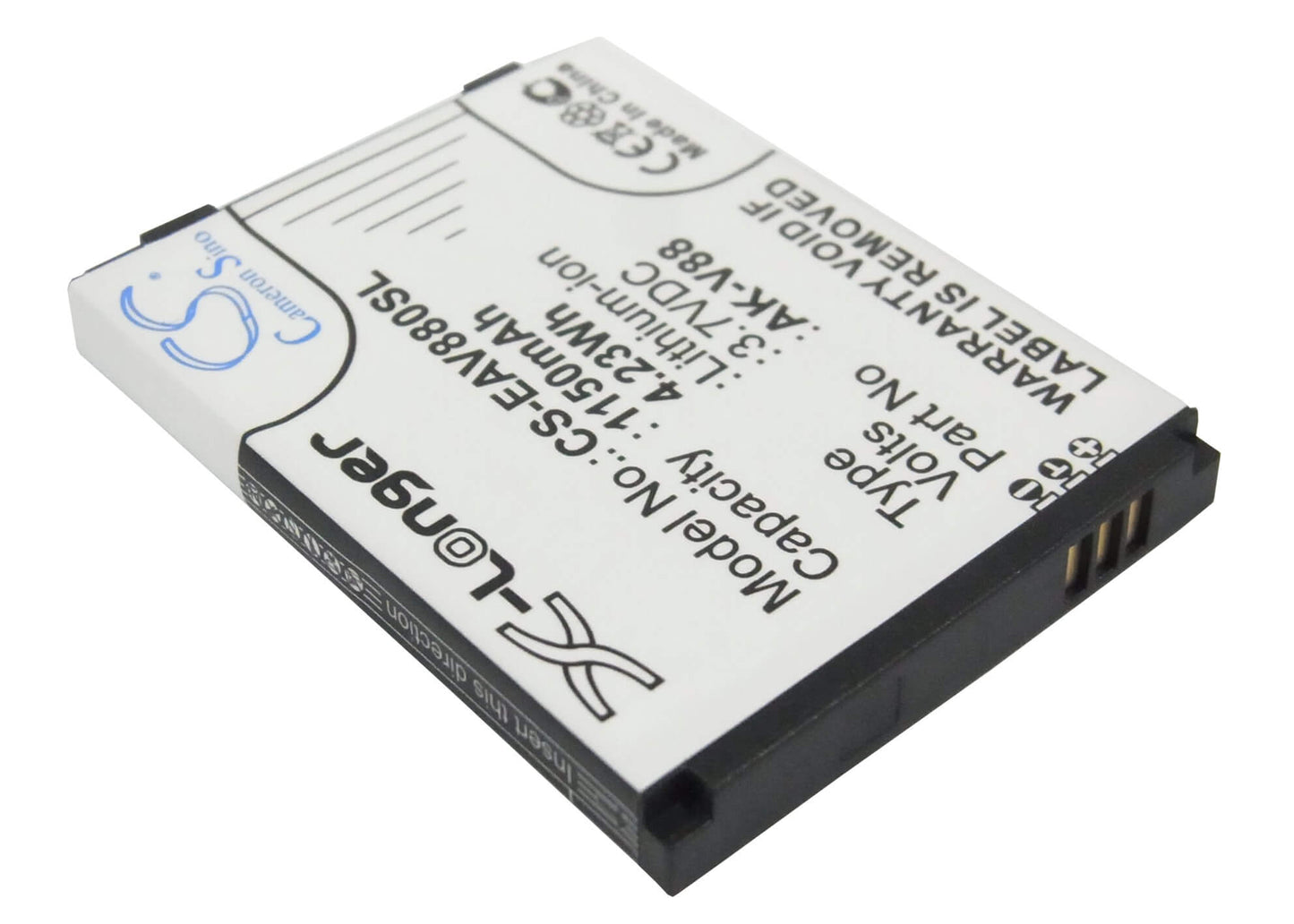 3.7V, 1150mAh, Li-ion Battery fits Emporia, Connect, V88, 4.255Wh
