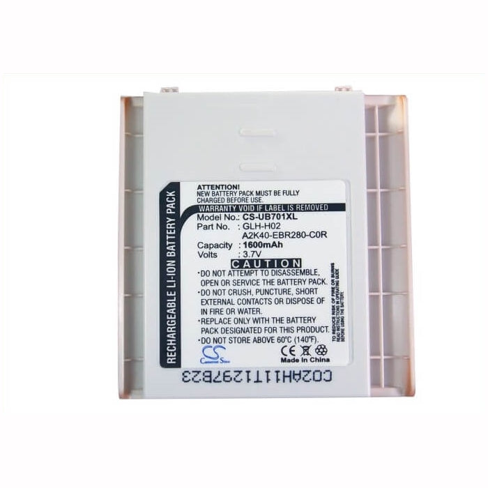 3.7V, 1600mAh, Li-ion Battery fits Gigabyte, Gsmart I, Gsmart I (128), 5.92Wh