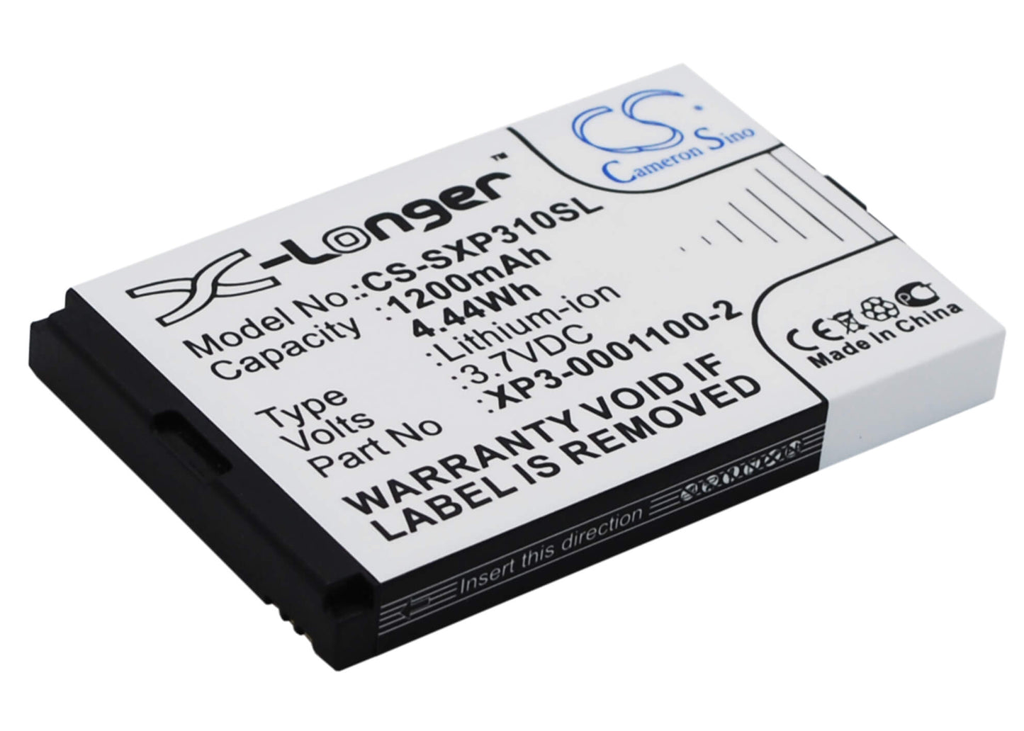 3.7V, 1200mAh, Li-ion Battery fits Socketmobile, Sonim Xp3-s, Xp3 Enduro, 4.44Wh