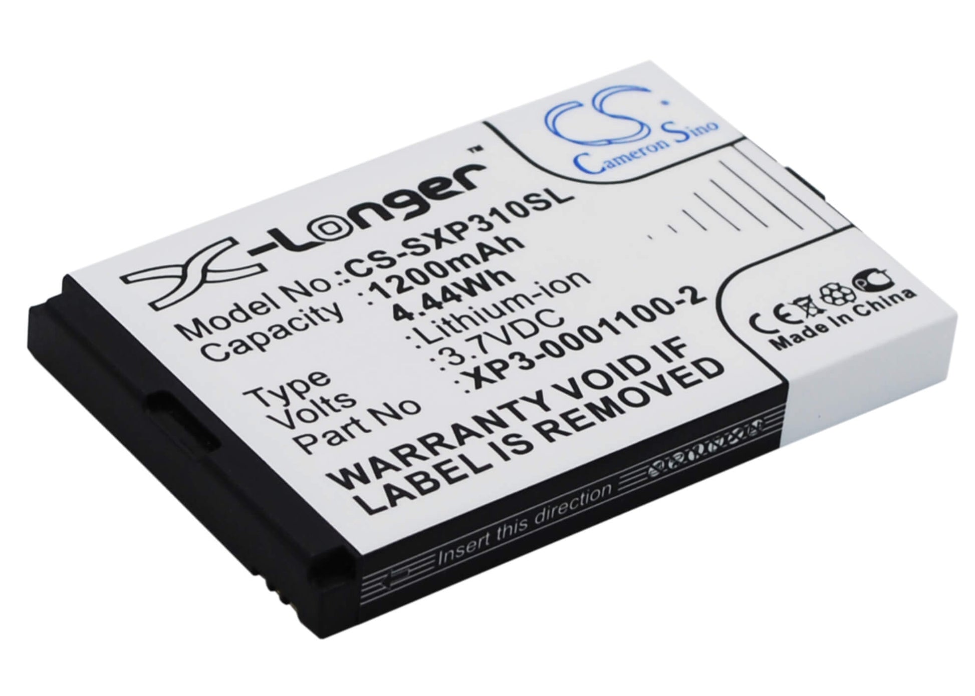 3.7V, 1200mAh, Li-ion Battery fits Socketmobile, Sonim Xp3-s, Xp3 Enduro, 4.44Wh