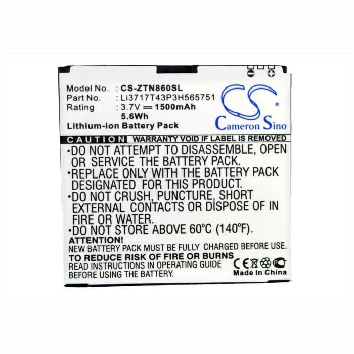3.7V, 1500mAh, Li-ion Battery fits Sprint, N860, Warp, 5.55Wh