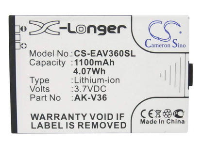 3.7V, 1100mAh, Li-ion Battery fits Emporia, Elegance, Elegance Premium, 4.07Wh
