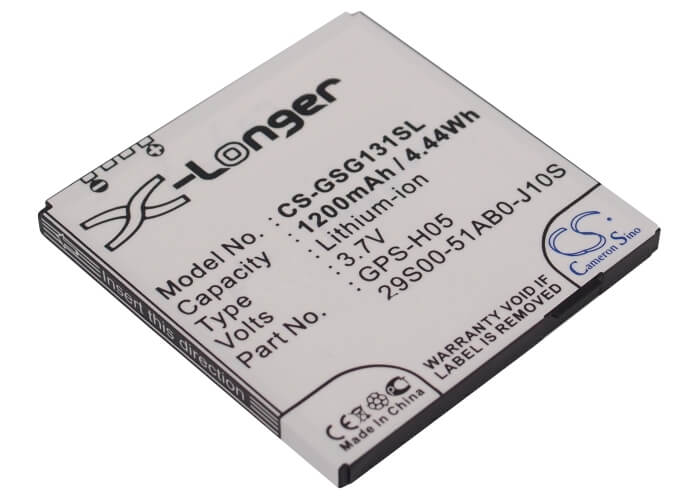 3.7V, 1200mAh, Li-ion Battery fits Gsmart, G1310, G1315, 4.44Wh