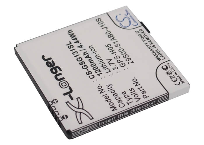 3.7V, 1200mAh, Li-ion Battery fits Gsmart, G1310, G1315, 4.44Wh