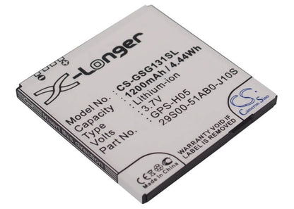 3.7V, 1200mAh, Li-ion Battery fits Gigabyte, Gsmart G1310, Gsmart G1315, 4.44Wh