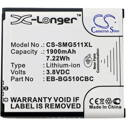 3.8V, 1900mAh, Li-ion Battery fits Samsung, Galaxy Core Max, Galaxy Core Max Duos, 7.22Wh