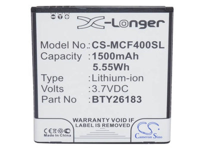 3.7V, 1500mAh, Li-ion Battery fits Mobistel, Cynus F4, Mt-7521b, 5.55Wh