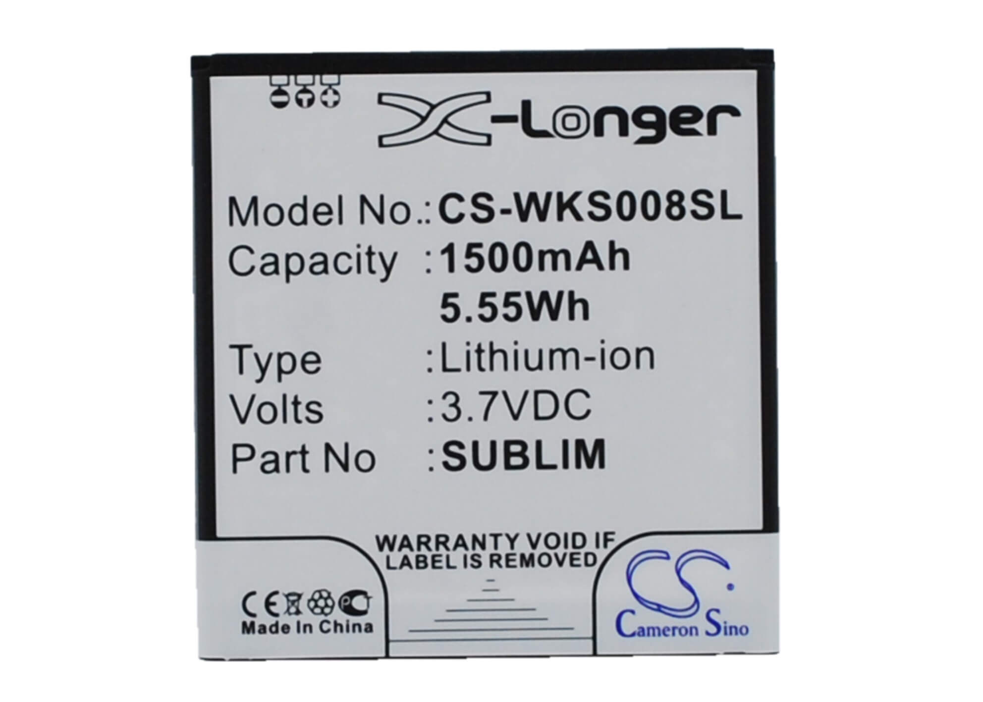 3.7V, 1500mAh, Li-ion Battery fits Ngm, Wemove Miracle, 5.55Wh