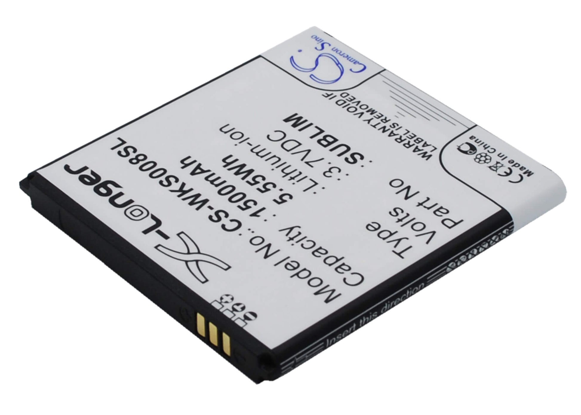 3.7V, 1500mAh, Li-ion Battery fits Ngm, Wemove Miracle, 5.55Wh