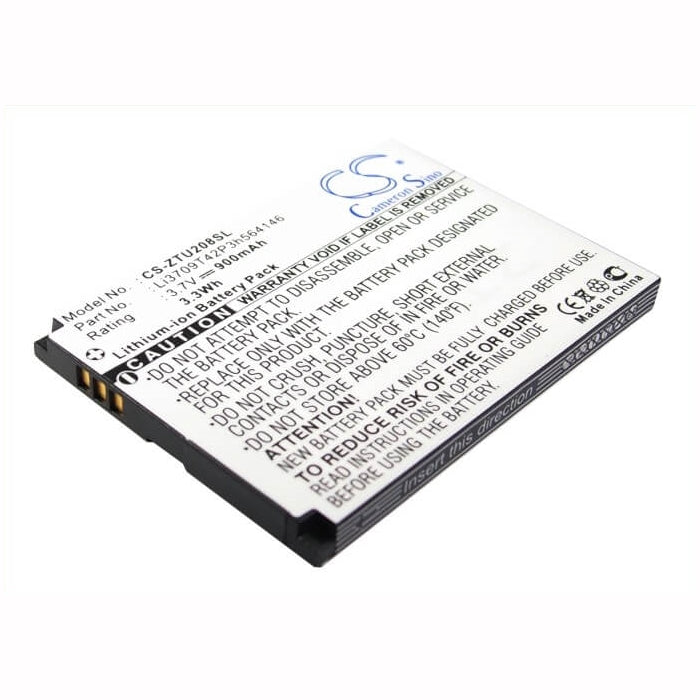 3.7V, 900mAh, Li-ion Battery fits Zte, U208, U506, 3.33Wh