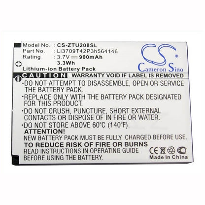 3.7V, 900mAh, Li-ion Battery fits Zte, U208, U506, 3.33Wh