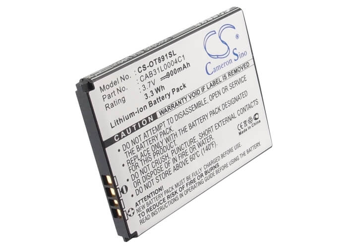 3.7V, 900mAh, Li-ion Battery fits Tcl, A860, A890, 3.33Wh