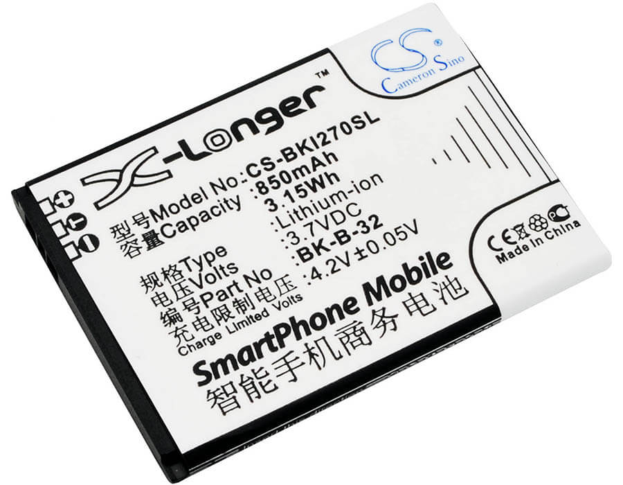 3.7V, 850mAH, Li-ion Battery fits Bbk, I18, I270, 3.145Wh