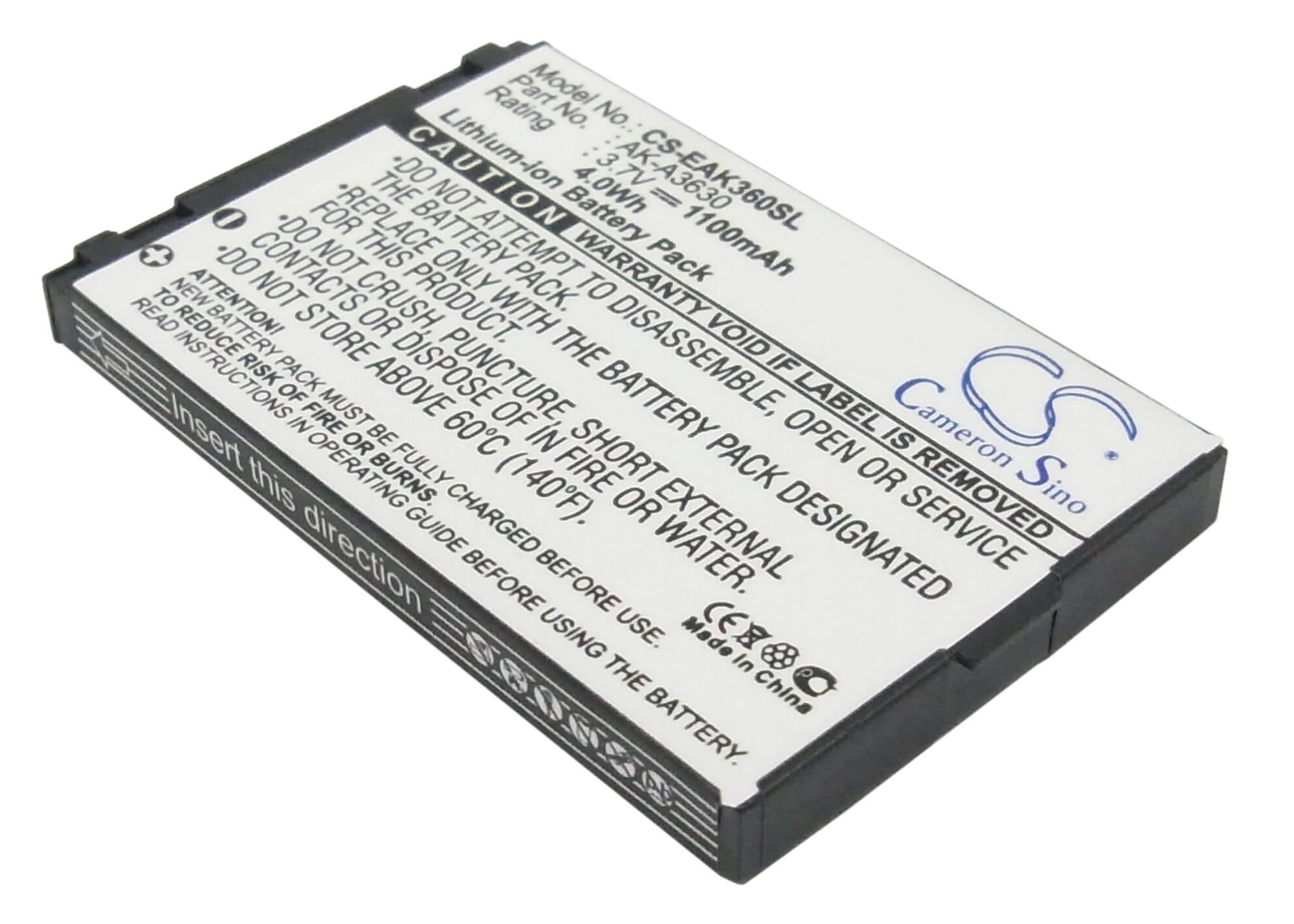 3.7V, 1100mAh, Li-ion Battery fits Emporia, Teleme A3620, 4.07Wh