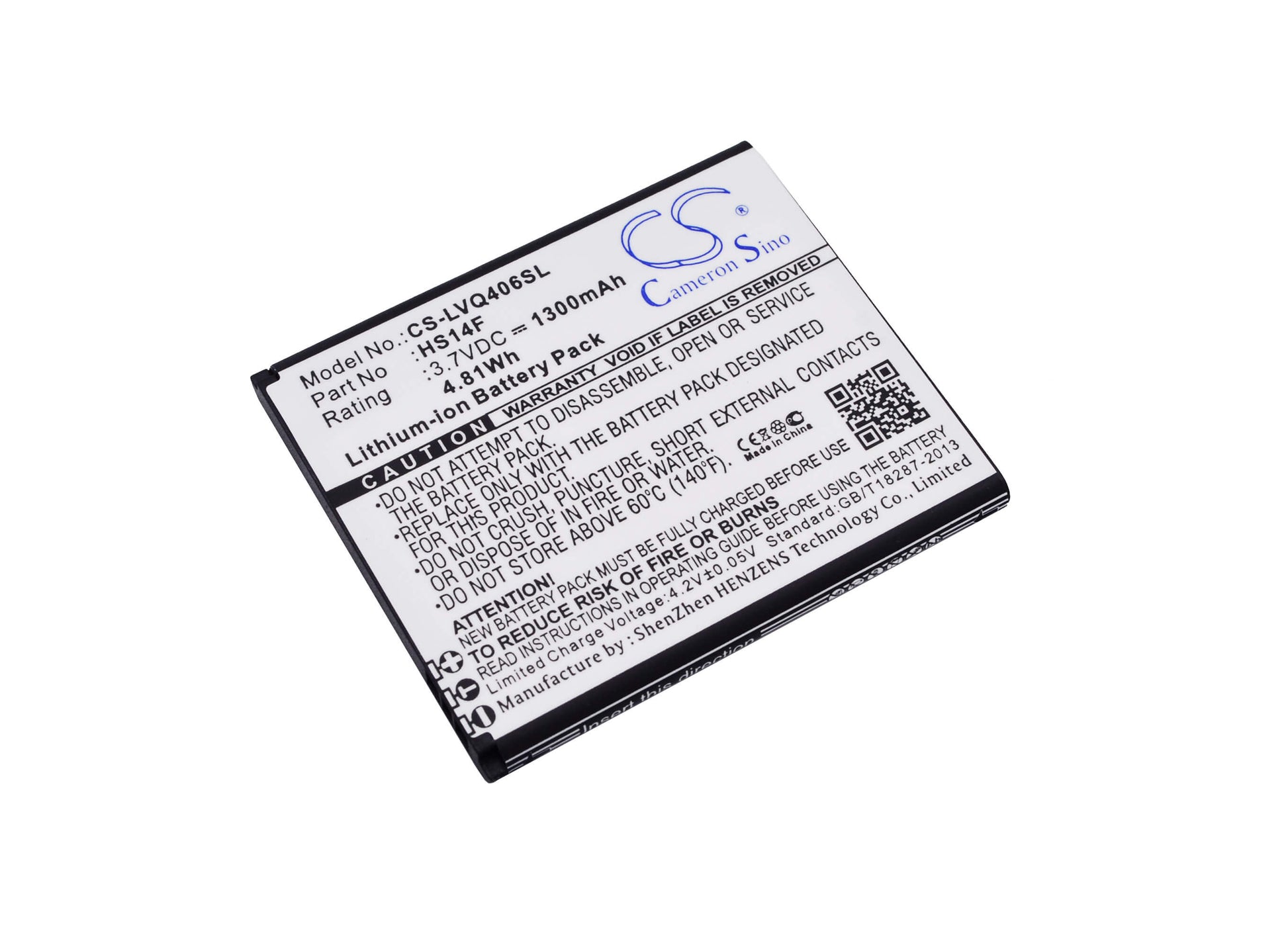 3.7V, 1300mAh, Li-ion Battery fits Lava, Iris 352e, Iris 402e, 4.81Wh