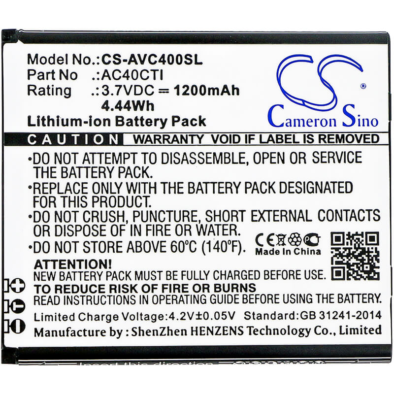 3.7V, 1200mAh, Li-ion Battery fits Archos, 40c Titanium, 4.44Wh