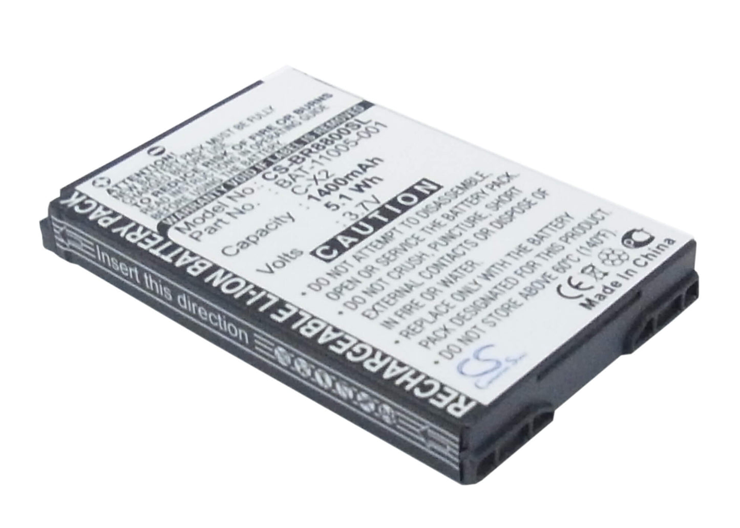 3.7V, 1400mAh, Li-ion Battery fits Blackberry, 8800, 8800c, 5.18Wh