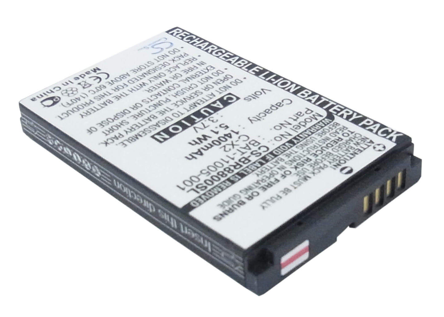 3.7V, 1400mAh, Li-ion Battery fits Blackberry, 8800, 8800c, 5.18Wh