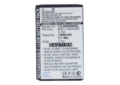 3.7V, 1400mAh, Li-ion Battery fits Blackberry, 8800, 8800c, 5.18Wh