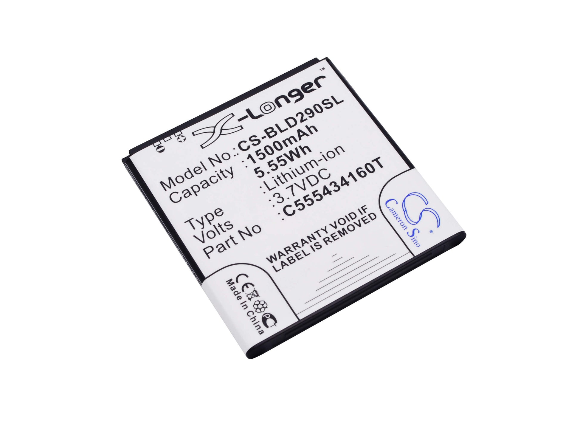 3.7V, 1500mAh, Li-ion Battery fits Blu, Amour, D290, 5.55Wh