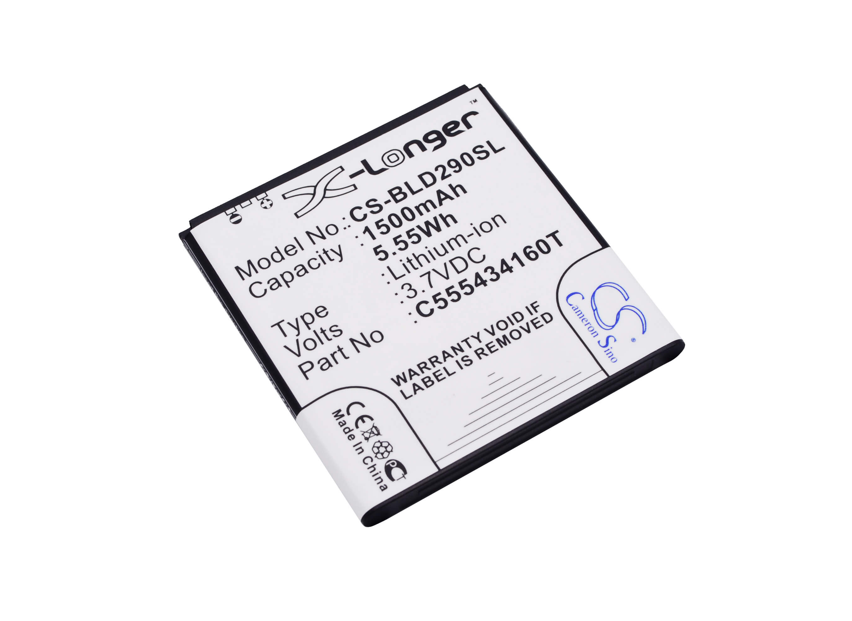 3.7V, 1500mAh, Li-ion Battery fits Blu, Amour, D290, 5.55Wh