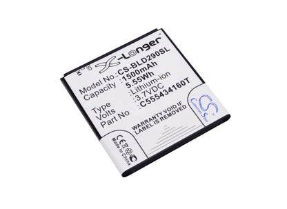 3.7V, 1500mAh, Li-ion Battery fits Blu, Amour, D290, 5.55Wh
