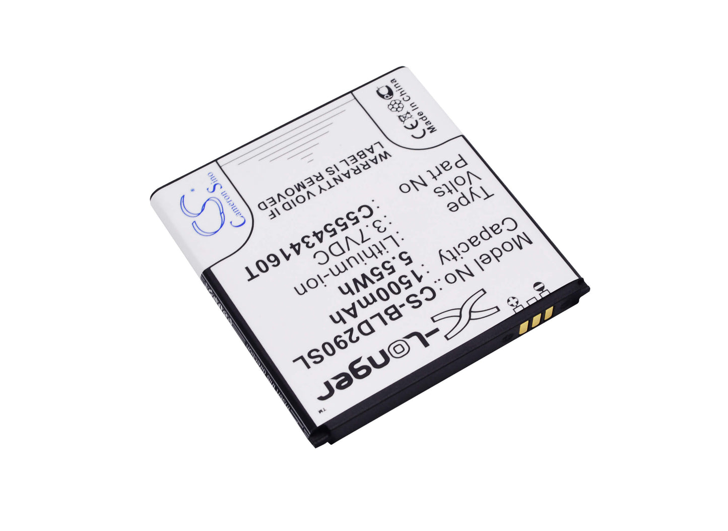 3.7V, 1500mAh, Li-ion Battery fits Blu, Amour, D290, 5.55Wh