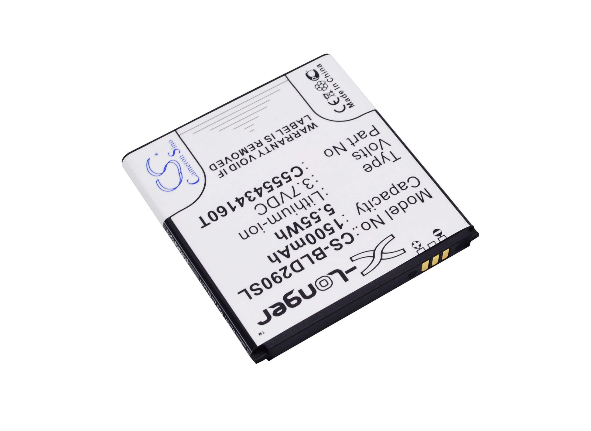 3.7V, 1500mAh, Li-ion Battery fits Blu, Amour, D290, 5.55Wh