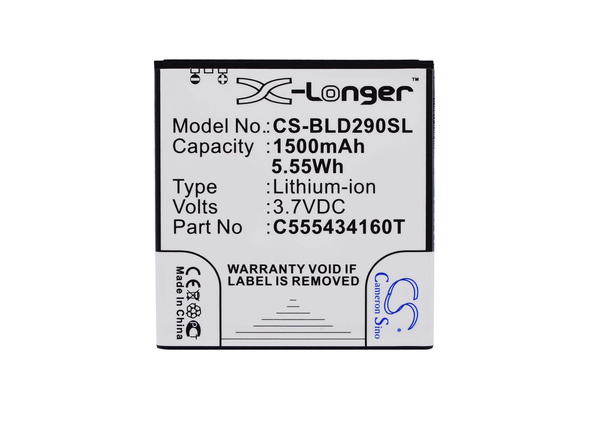 3.7V, 1500mAh, Li-ion Battery fits Blu, Amour, D290, 5.55Wh