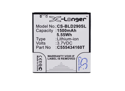 3.7V, 1500mAh, Li-ion Battery fits Blu, Amour, D290, 5.55Wh