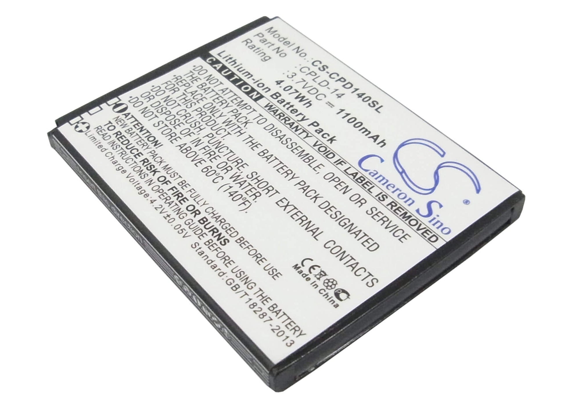 3.7V, 1100mAh, Li-ion Battery fits Coolpad, 8150d, 8150s, 4.07Wh