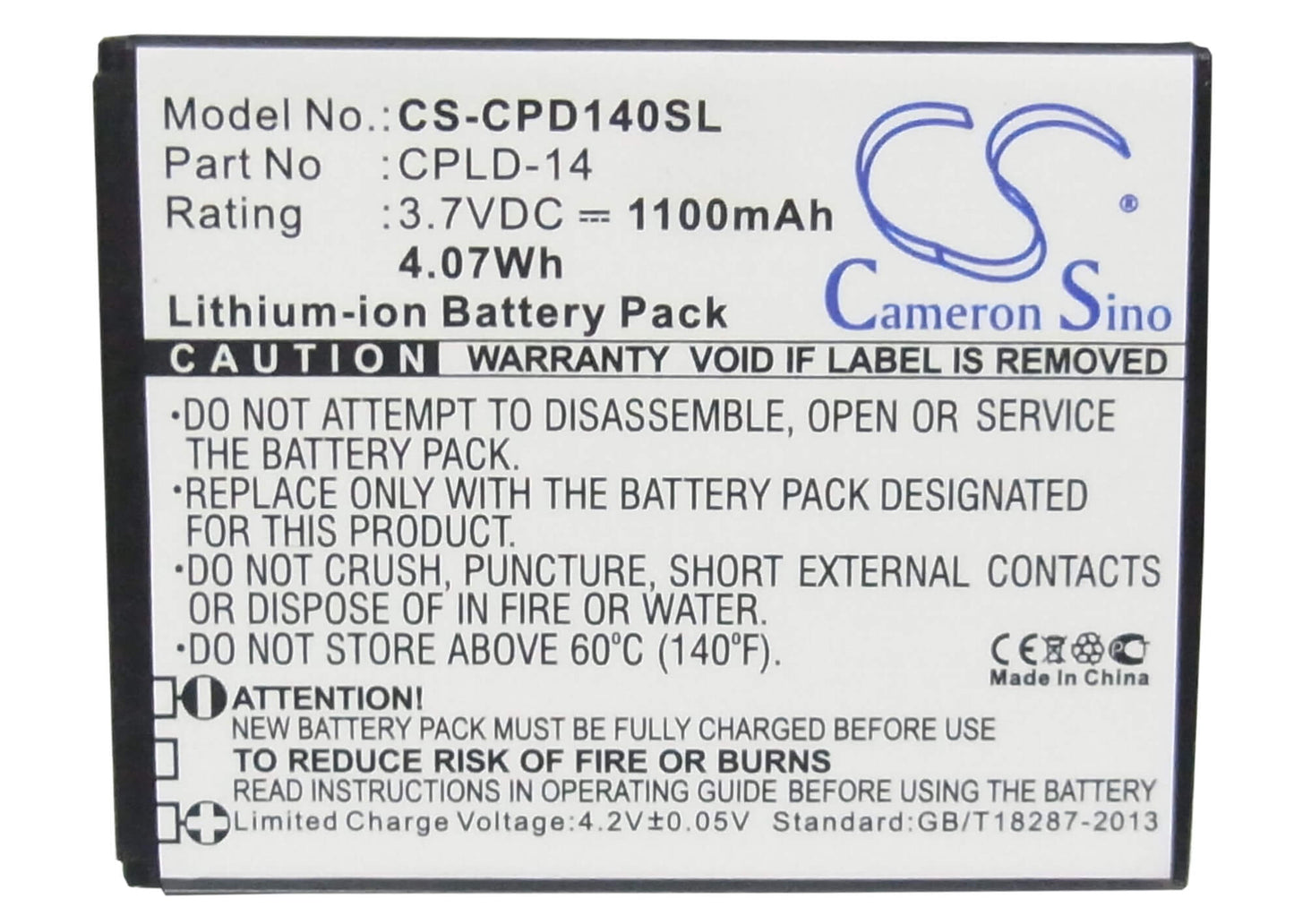 3.7V, 1100mAh, Li-ion Battery fits Coolpad, 8150d, 8150s, 4.07Wh