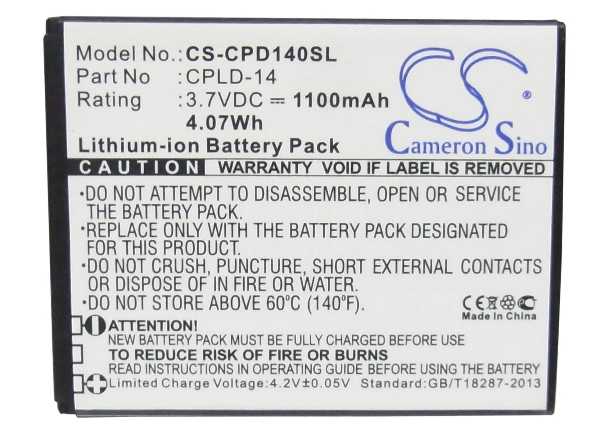 3.7V, 1100mAh, Li-ion Battery fits Coolpad, 8150d, 8150s, 4.07Wh