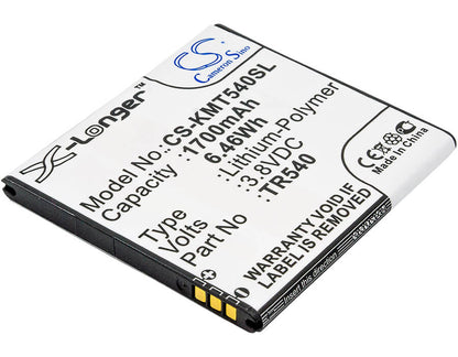 3.8V, 1700mAh, Li-Polymer Battery fits Kazam, Trooper 540, 6.46Wh